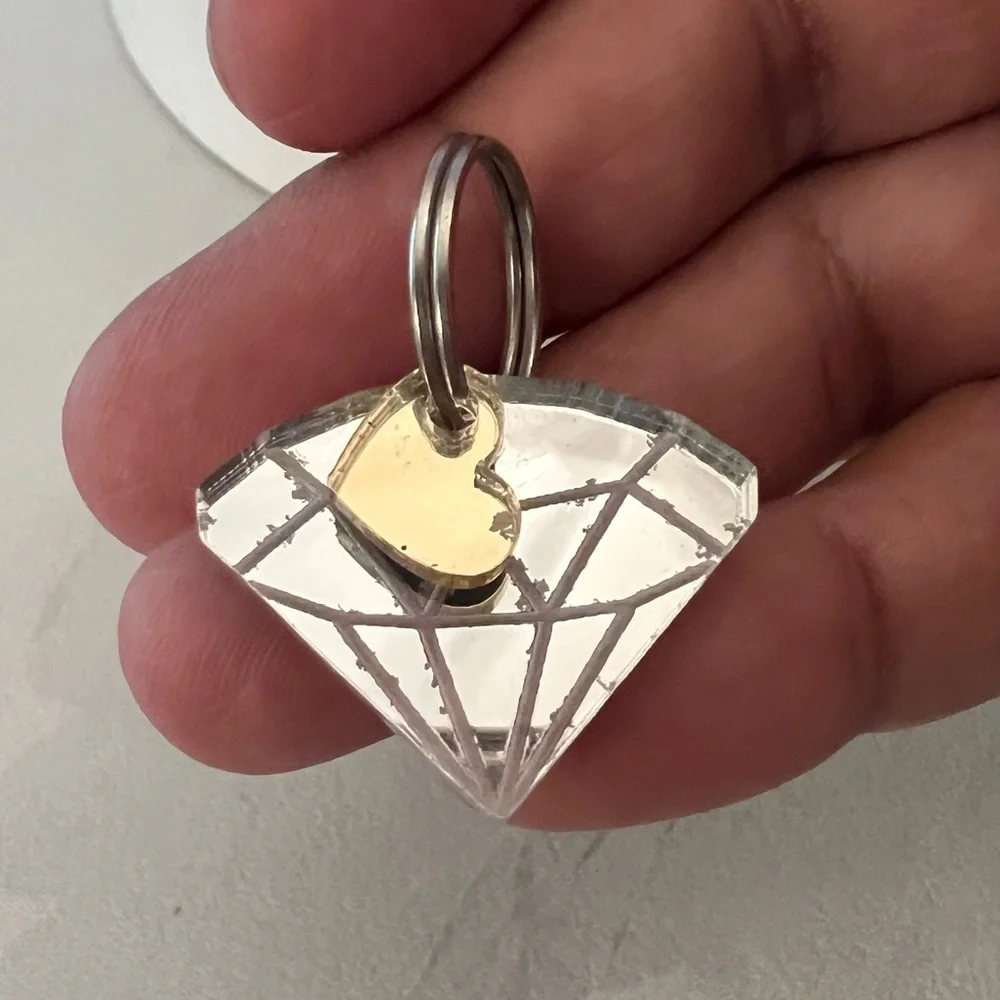 Beautiful diamond and gold heart charm, >1 inch diameter